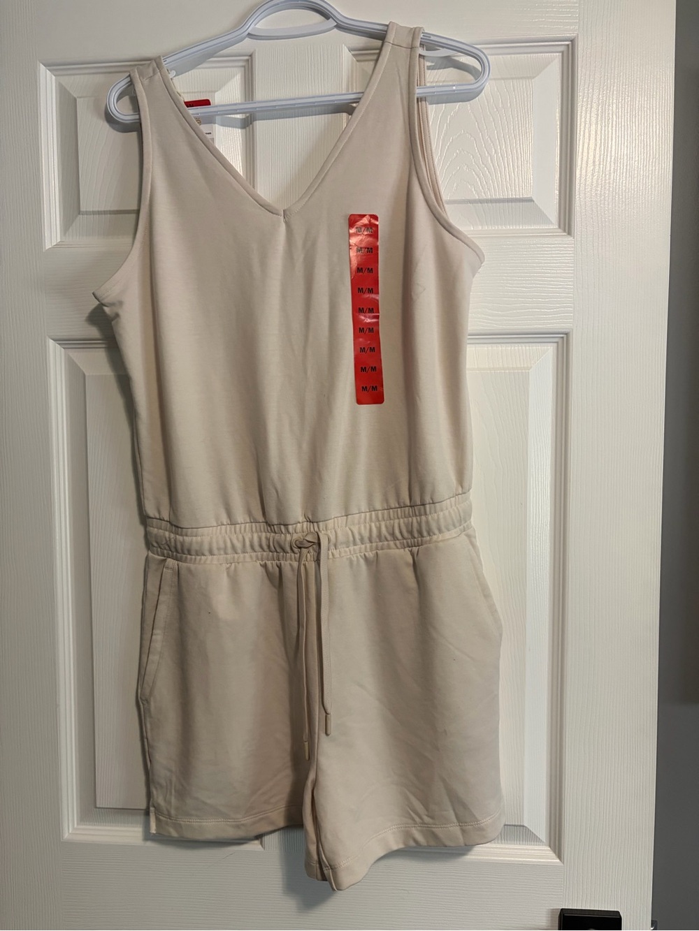 Brand New Cream Romper with Drawstring Waist